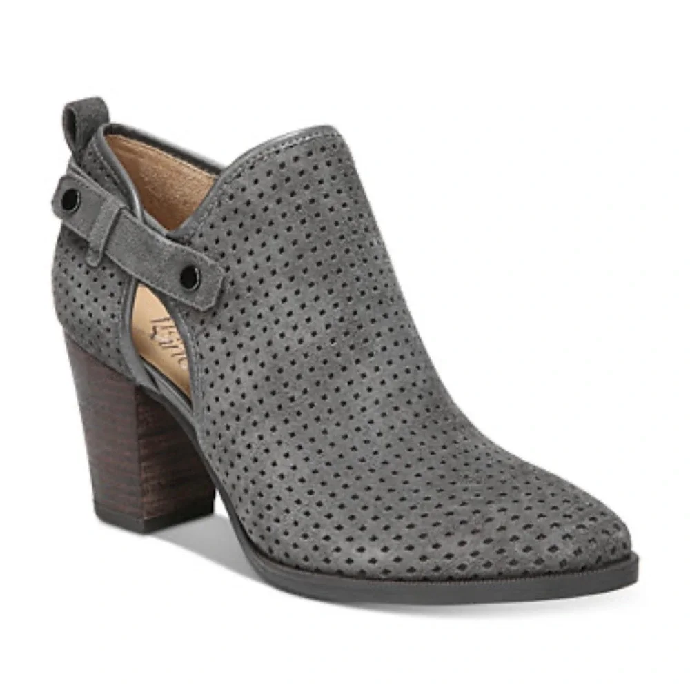 Franco Sarto Womens Olive Taupe Perforated‎ Suede Side Cutout Ankle Booties 6.5